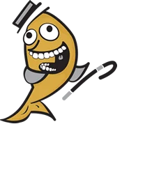 Ilustração do mascote bacalhau da Banca do Ramon