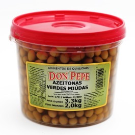 Balde de Azeitona Verde Miúda Com Caroço Don Pepe 3,3Kg