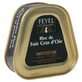 Bloco de Foie Gras de Canard - Fígado de Pato Temperado Cozido Feyel (75gr)