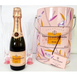 Kit de Champagne Veuve Clicquot Ponsardin Rosé Lata com 1 Garrafa (375 ml) + 2 Taças 