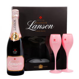 Kit Champagne Lanson Rose Label com 2 Taças (un)