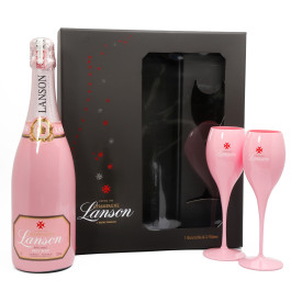 Kit Champagne Lanson Rose Pink Label com 2 Taças (un)