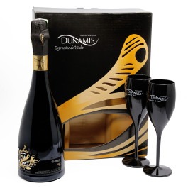 Kit Espumante Brut Dunamis Ar Brut com 2 Taças Exclusivas Pretas