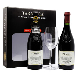 Kit Tarapaca Gran Reserva 1 Cabernet Sauv/ 1 Syrah + Uma Taça (750ml)
