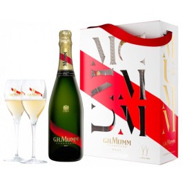 Kit Champagne G.H. Mumm Brut com 2 Taças 750ml