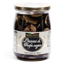 Lascas de Trufas Negras Em Óleo de Girassol Emporio Tartufi (500g)